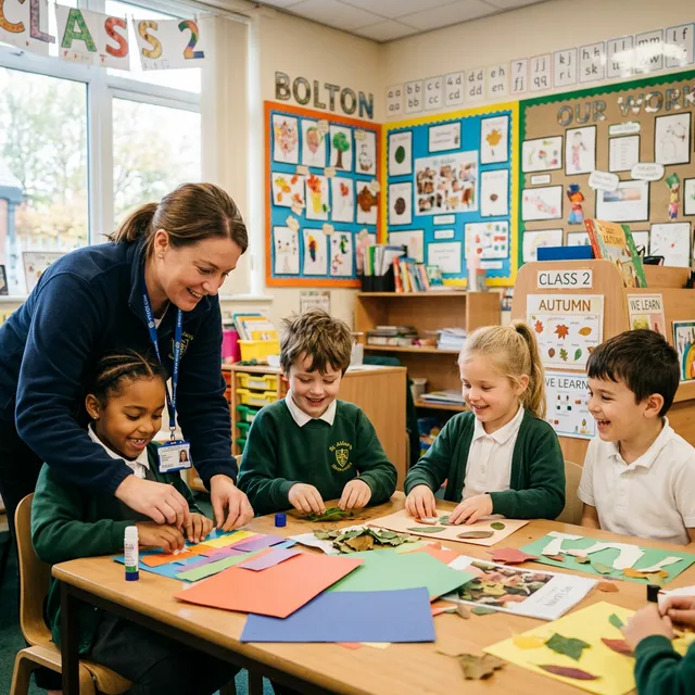 Specialist educator supporting pupils in classroom